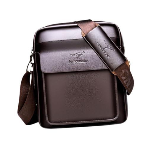 rockible Herren Umhängetasche aus PU- für Business, Party, Büro, Einkaufen, Braun 26x23x7cm von rockible