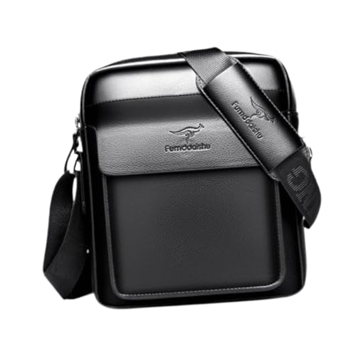 rockible Herren Umhängetasche aus PU- für Business, Party, Büro, Einkaufen, Schwarz 22x19x6cm von rockible