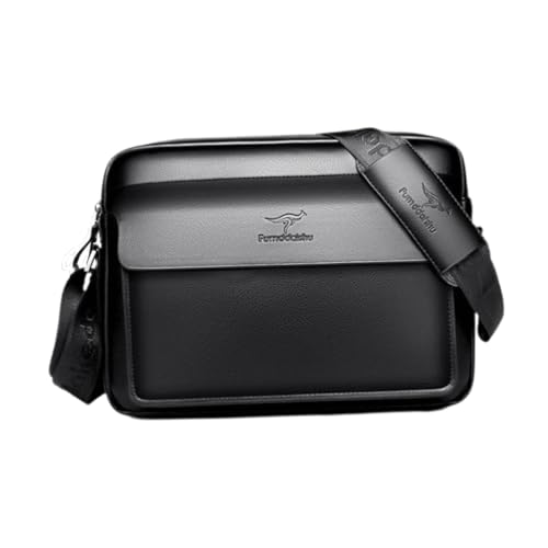rockible Herren Umhängetasche aus PU- für Business, Party, Büro, Einkaufen, Schwarz 24x33x7cm von rockible