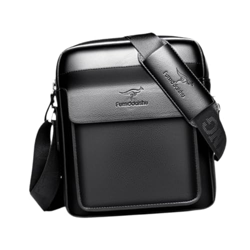rockible Herren Umhängetasche aus PU- für Business, Party, Büro, Einkaufen, Schwarz 26x23x7cm von rockible