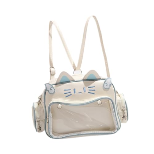 rockible Ita Bag Rucksack Cat, Anime Rucksack Pin Display, Pin Display Backpack, Ita Shoulder Bag, Clear Itabag Katze, Transparent Purse Anime Ita Tasche für Mädchen Outdoor Party Geschenk, Blau von rockible