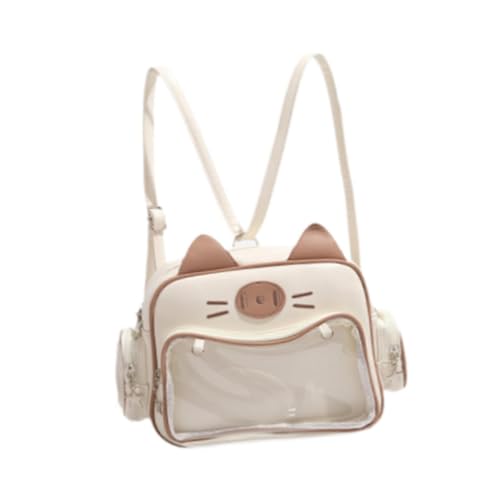 rockible Ita Bag Rucksack Cat, Anime Rucksack Pin Display, Pin Display Backpack, Ita Shoulder Bag, Clear Itabag Katze, Transparent Purse Anime Ita Tasche für Mädchen Outdoor Party Geschenk, Khaki von rockible