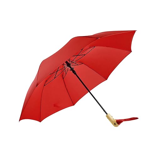 rockible Klappbarer Regenschirm, Regenschirme für Regen Und Sonne, Regenfest, Entengriff Design, Sonnen Regenschirm für Männer Und Frauen, Angeln, Camping, Som, Rot von rockible