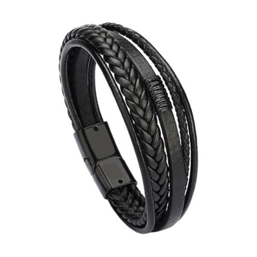 rockible Luxuriöses Geflochtenes Herrenarmband in Schwarz mit Edlem Verschluss von rockible