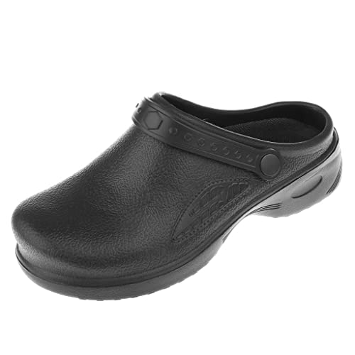 rockible Männer Frauen Kochen Pflege Schuhe Ultralite Clogs mit Gurt, Schwarz, 41 von rockible