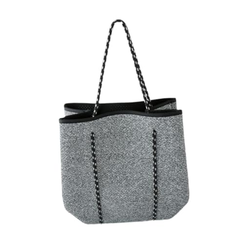 rockible Neopren-Tasche für Damen, Pool-Tasche mit Kleiner Tasche, Mehrzweck-Strandtasche, Löcher, Handtasche für Fitnessstudio, Sport, Schwimmen, Picknick im, Hellgrau von rockible