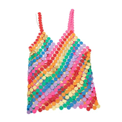 rockible Regenbogen Pailletten Kleid Tiefe V Ausschnitt Bikini Cover Up für Strand Schwimmen Disco von rockible