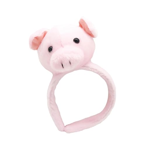 rockible Tier-Stirnband, Haarschmuck, Kopfbedeckung, Plüsch-Haarband für Halloween-Feiertage, Rosa Schwein von rockible