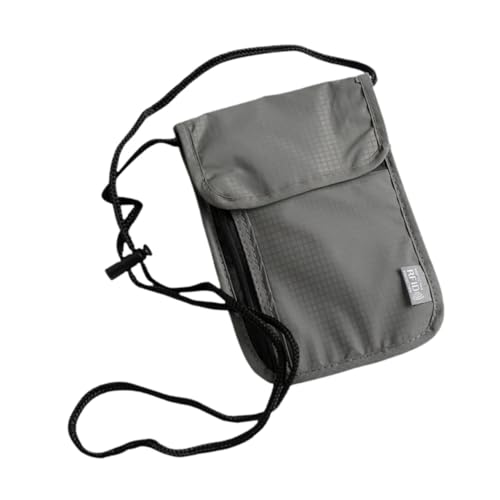 rockible Umhängetasche mit verstellbarem Schultergurt, Reisepasshülle, Kartenaufbewahrung, Organizer-Etui für Shoppingtouren, Grau von rockible