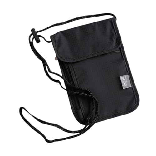 rockible Umhängetasche mit verstellbarem Schultergurt, Reisepasshülle, Kartenaufbewahrung, Organizer-Etui für Shoppingtouren, Schwarz von rockible