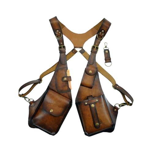 rockible Unterarm-Umhängetasche, mittelalterliche Weste, Tasche für Kostümpartys, Reisen, Cosplay, Dunkelbraun von rockible