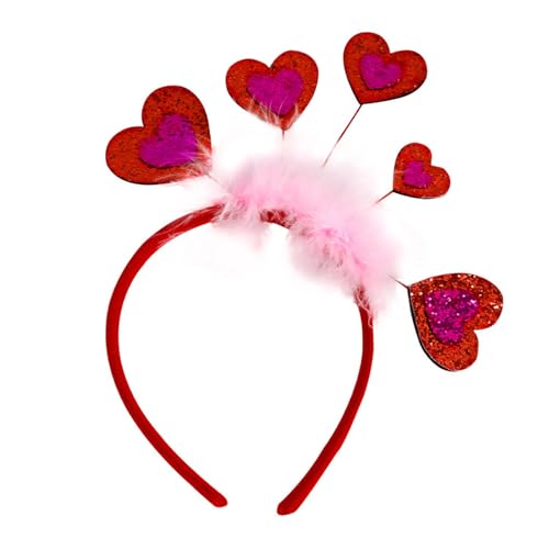 rockible Valentinstag Herz Stirnband Frau Haarschmuck Headwraps Foto Requisiten Glitzer Pailletten Herz für Karneval Maskerade, Rot Rosa von rockible