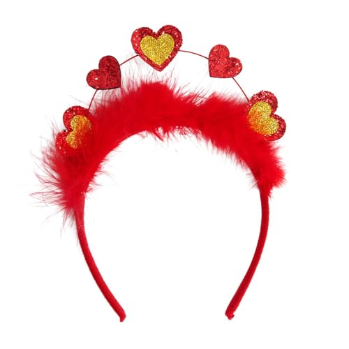 rockible Valentinstag Herz Stirnband Frau Haarschmuck Headwraps Foto Requisiten Glitzer Pailletten Herz für Karneval Maskerade, Rot von rockible