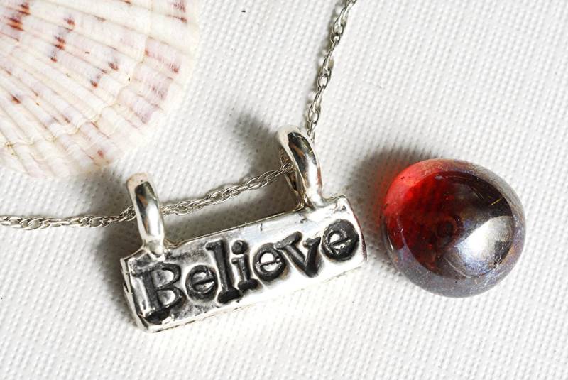 Believe Wort Halskette Silber in Sterling von rockmyworldinc