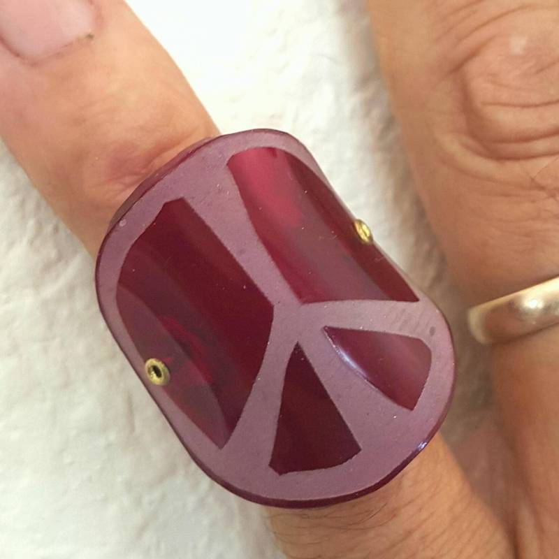 Frieden Ring Zeichen Hippie Boho Chic Sterling Silber Kunststoff Yoga Schmuck von rockmyworldinc