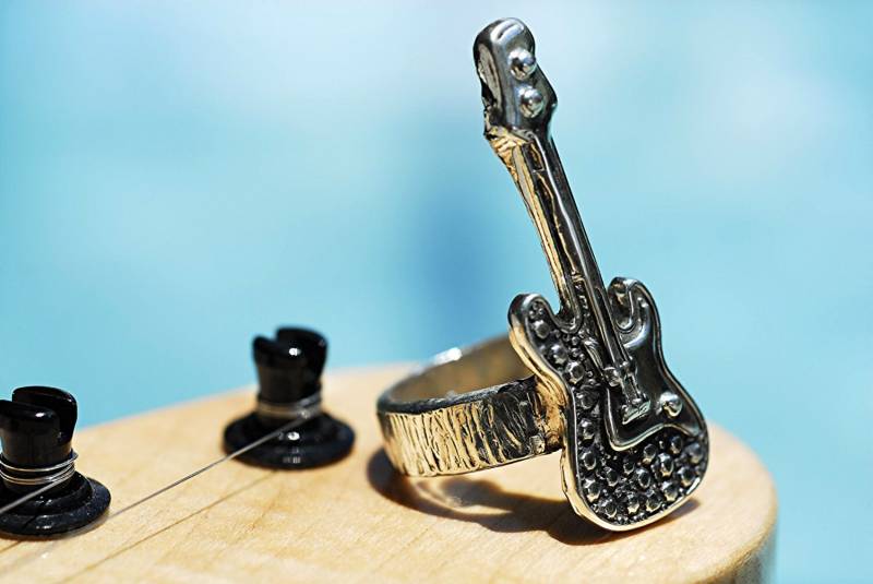 Gitarrenring Rock & Roll in Sterling Silber von rockmyworldinc