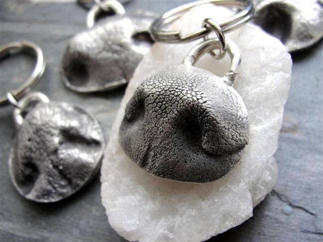 Hund Nase Keychain Haustier Schmuck Extra Groß Personalisiert Mit Namen Sterling Silber Großer Express Versand von rockmyworldinc
