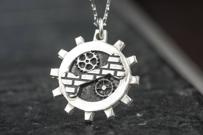 Industrielle Steampunk Halskette Hundeknochen Haustiere Zahnräder Anhänger Steam Punk von rockmyworldinc