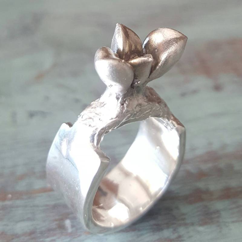 Saftiges Silberring Aussage Sterling Silber Bio Blumenband von rockmyworldinc