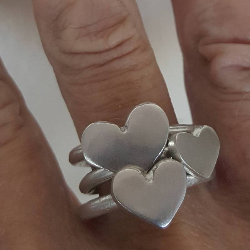 Silbernes Herz Ringe Stapelbar Sterling Bänder von rockmyworldinc
