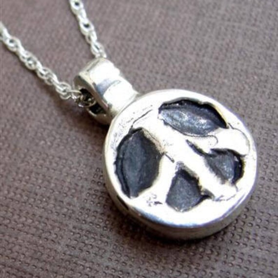 sterling Silber Peace Zeichen Halskette Mit Kette von rockmyworldinc