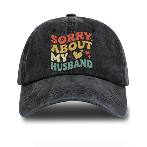 rofiowa Sorry About My Husband Verstellbare Vintage Gewaschene Baumwolle Baseball Cap, Lustige Retro Trucker Hat Outdoor Zubehör für Männer Opa Papa Ehemann Papa, Geburtstag Vatertag Valentinstag von rofiowa