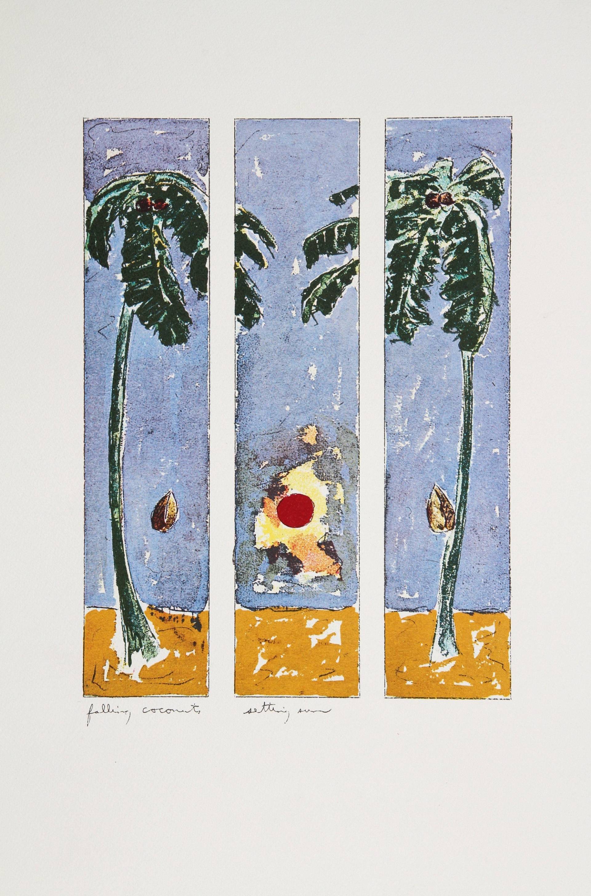 Bill Beckley, Falling Coconut - Setting Sun, Lithographie, Signiert Und Nummeriert Mit Bleistift von rogallery