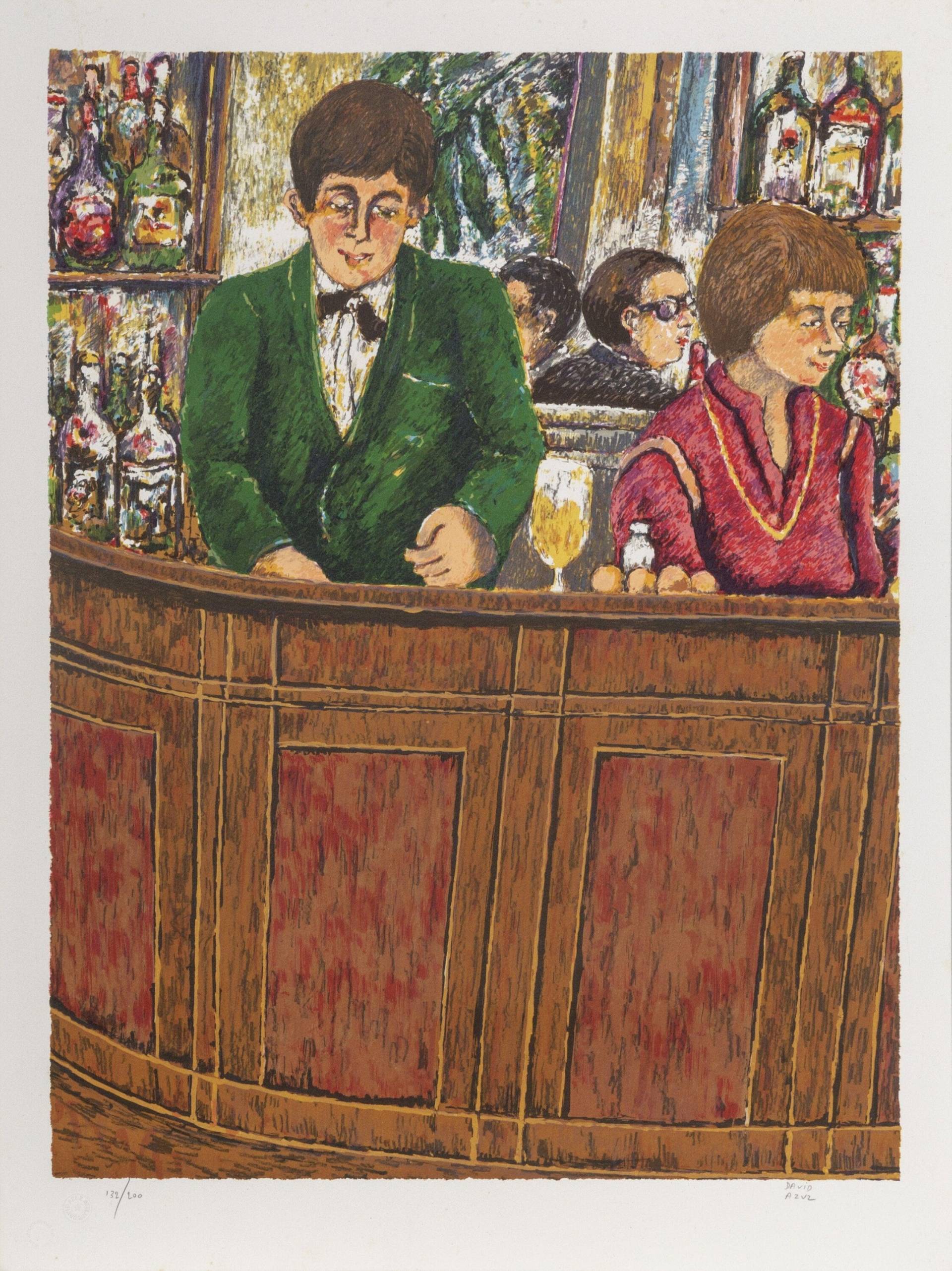 David Azuz, Bar Counter, Lithographie, Signiert Und Nummeriert in Bleistift von rogallery