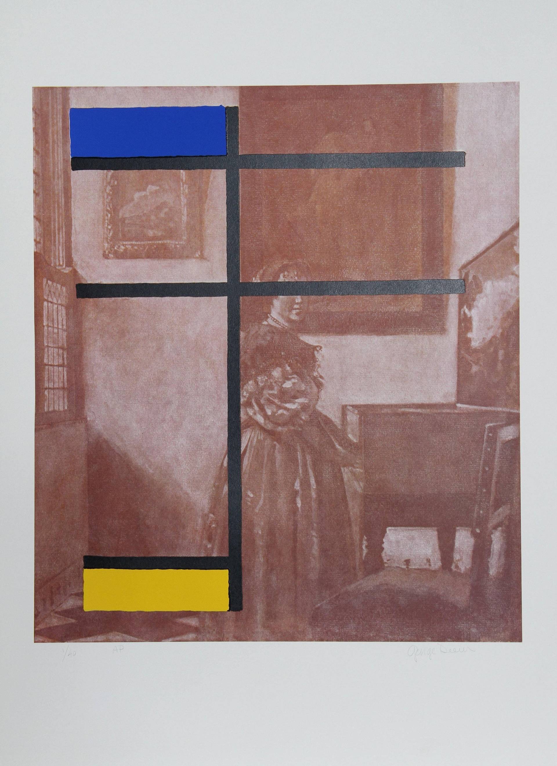 George Deem, Mondrian Mit Vermeer, Lithographie Siebdruck, in Bleistift Signiert Und Nummeriert von rogallery