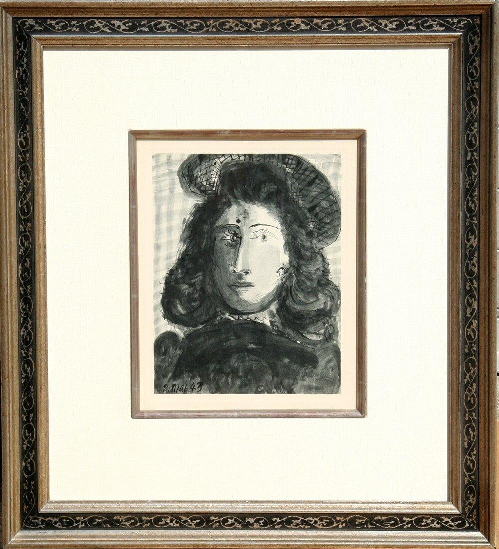 Pablo Picasso, Plate 4 | Portrait, Pochoir Auf Lana Papier von rogallery