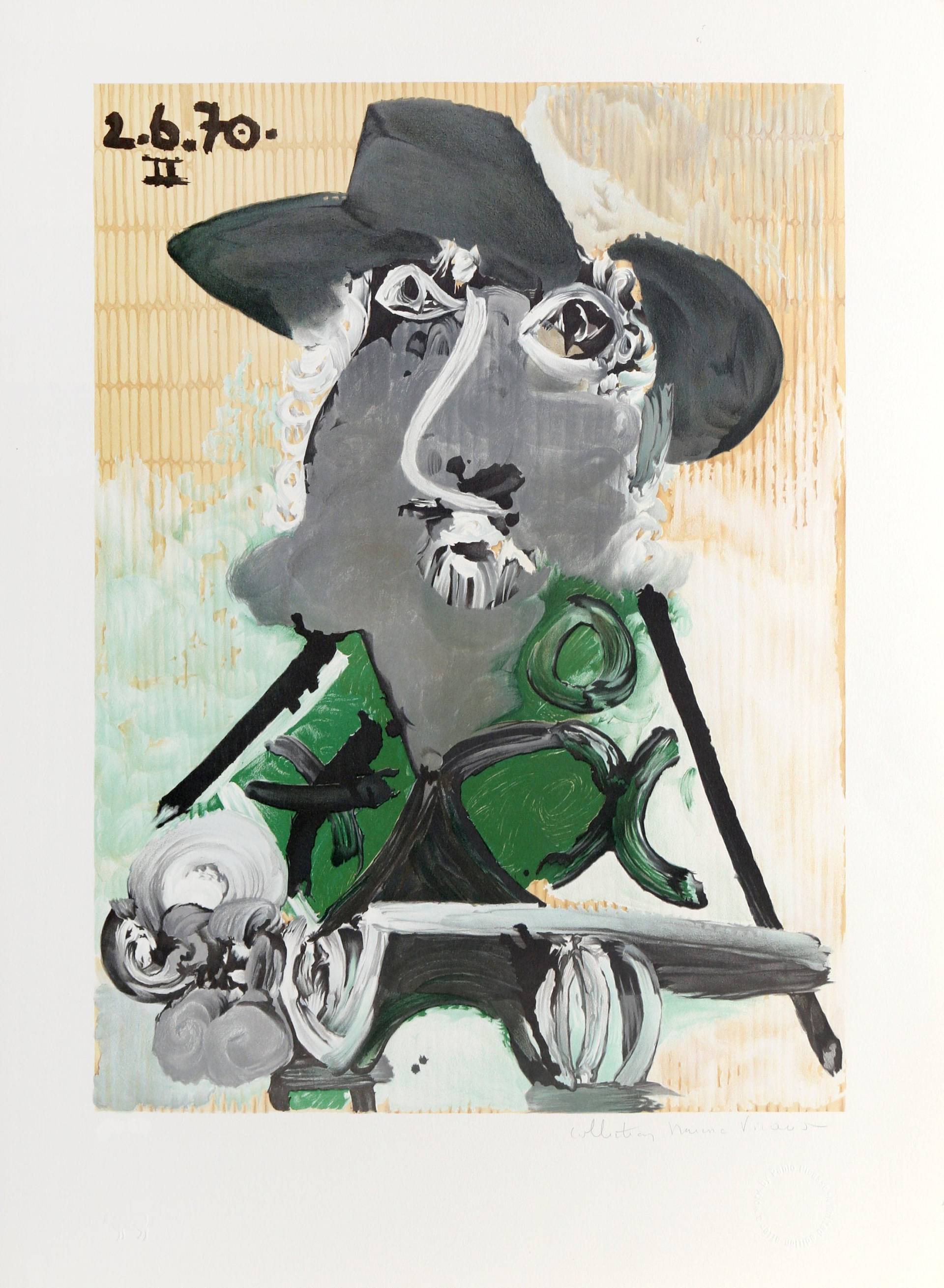 Pablo Picasso, Portrait D'homme Au Chapeau, Lithographie Auf Arches Papier von rogallery