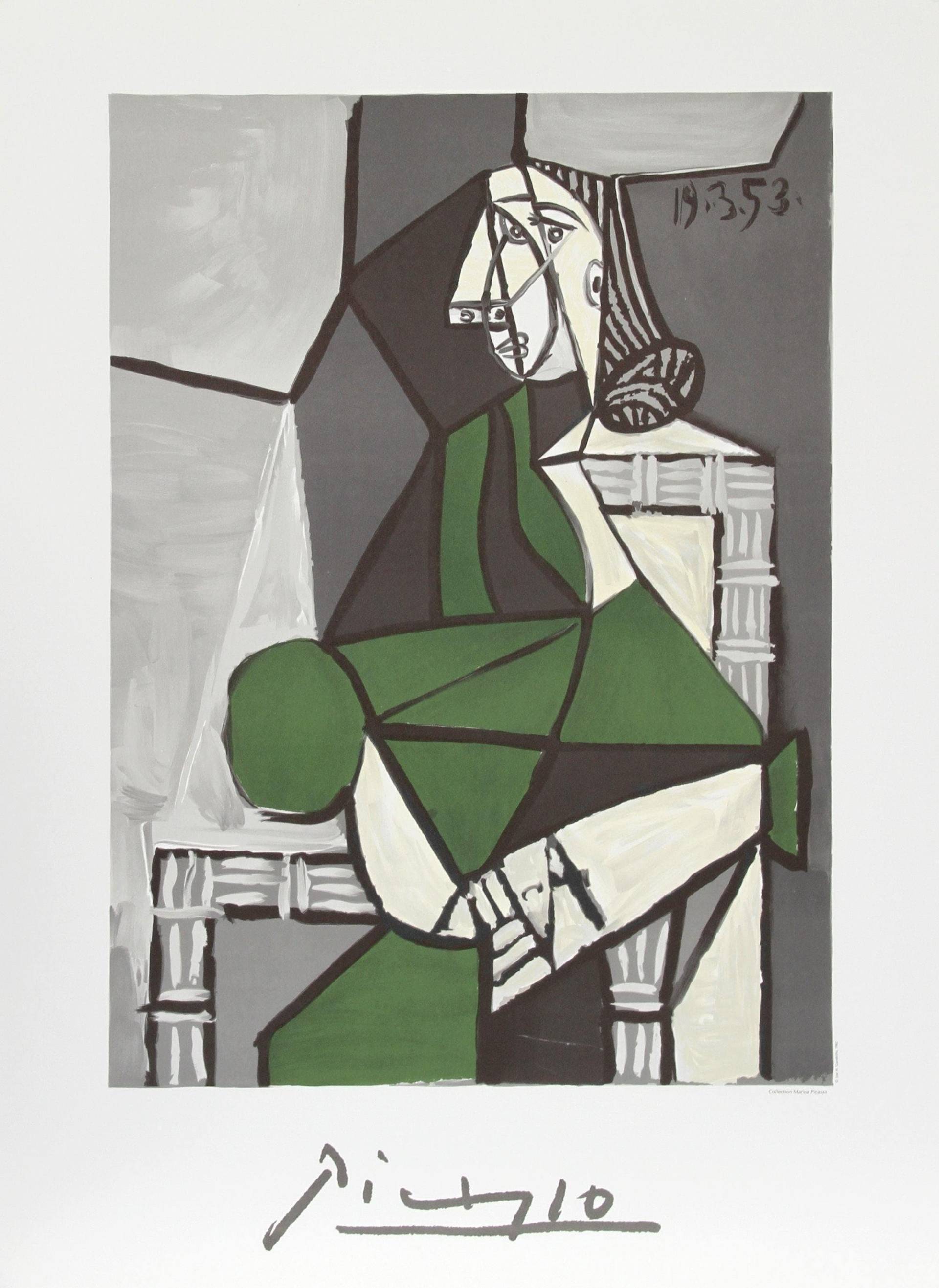 Pablo Picasso, Portrait De Femme Assise, Robe Verte, Lithographie von rogallery