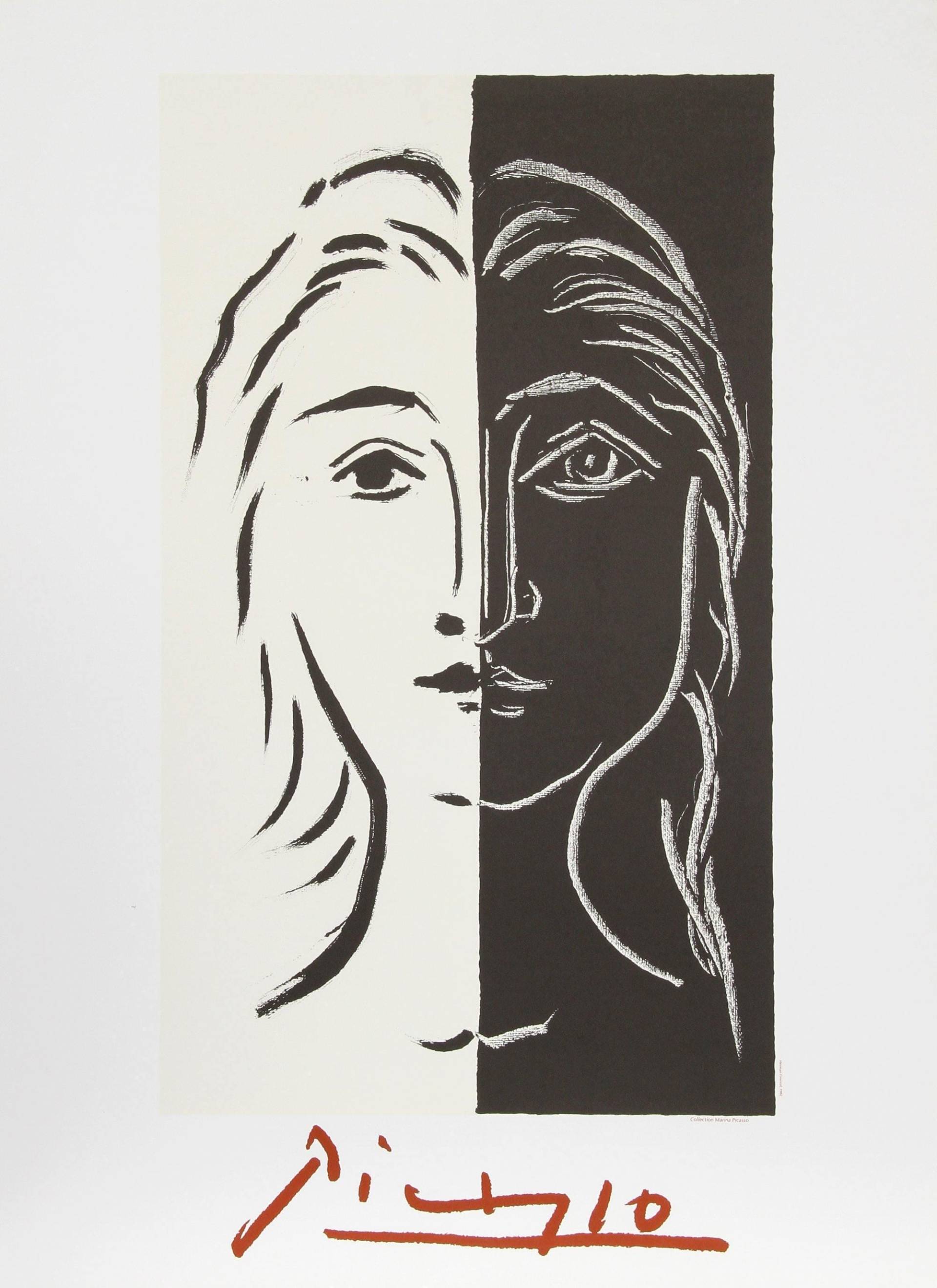 Pablo Picasso, Portrait En Deux Parties Noire Et Blanche, Lithographie von rogallery