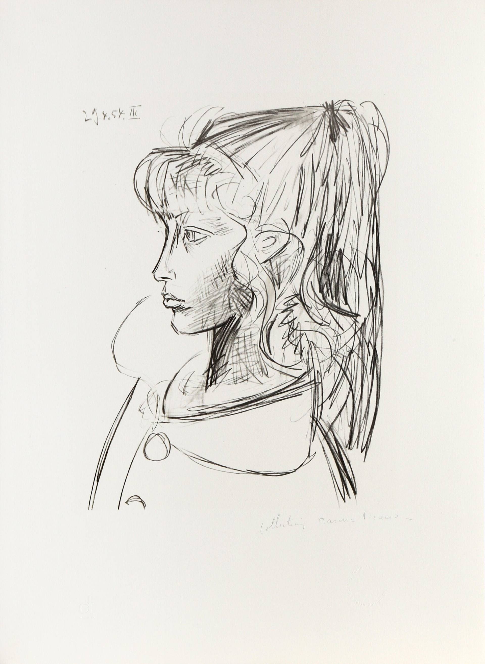 Pablo Picasso, Sylvette De Profil Gauche, Lithographie Auf Arches Papier von rogallery