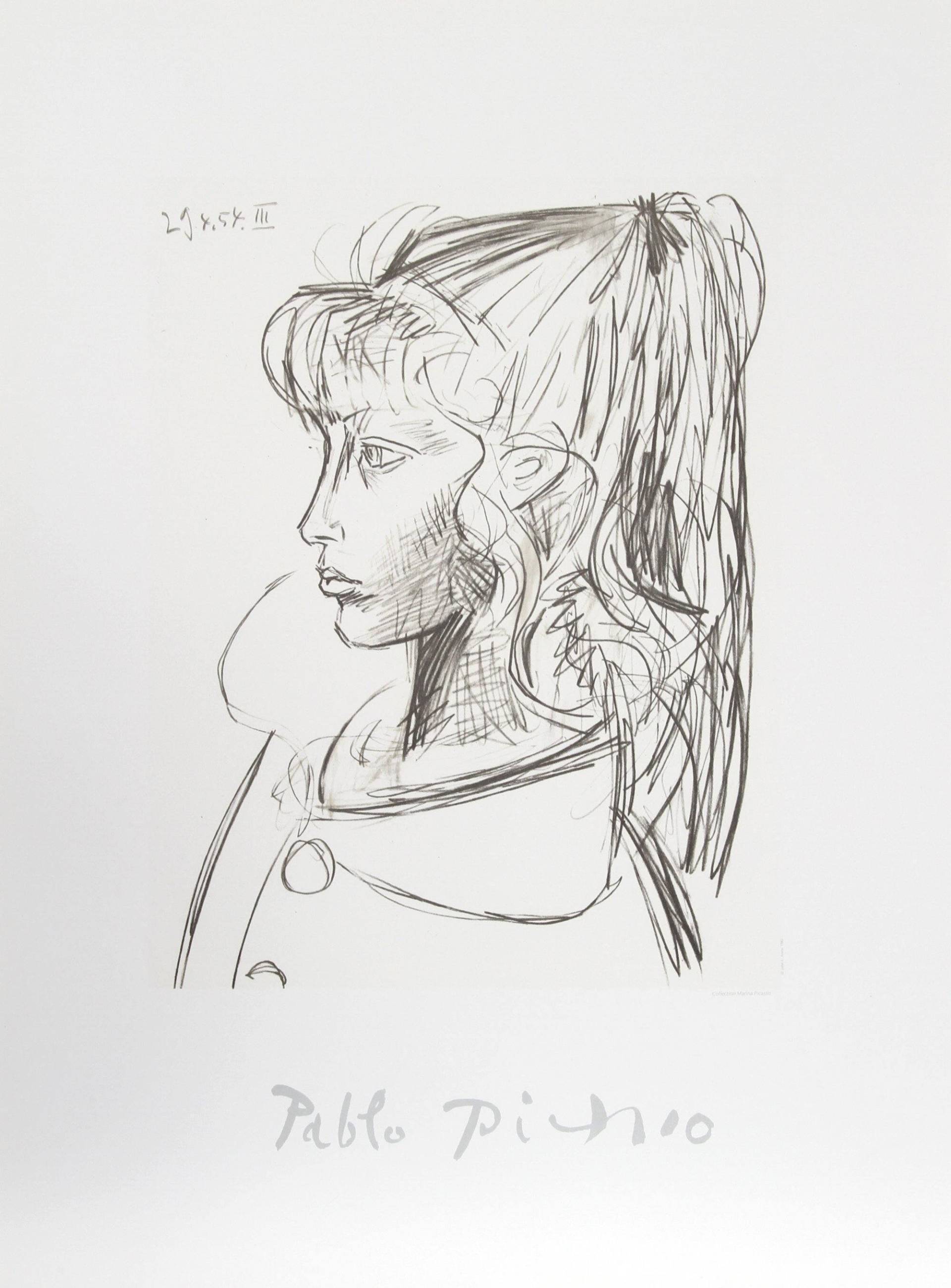 Pablo Picasso, Sylvette De Profil Gouche | Sylvette David, Lithographie von rogallery