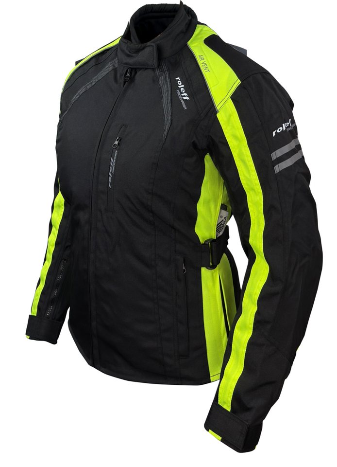 roleff Motorradjacke DAMEN RO981 schwarz-neongelb, atmungsaktiv, wasserdicht, Protektoren auch in großen Größen und anderen Farben ZB RO980 RO982 von roleff