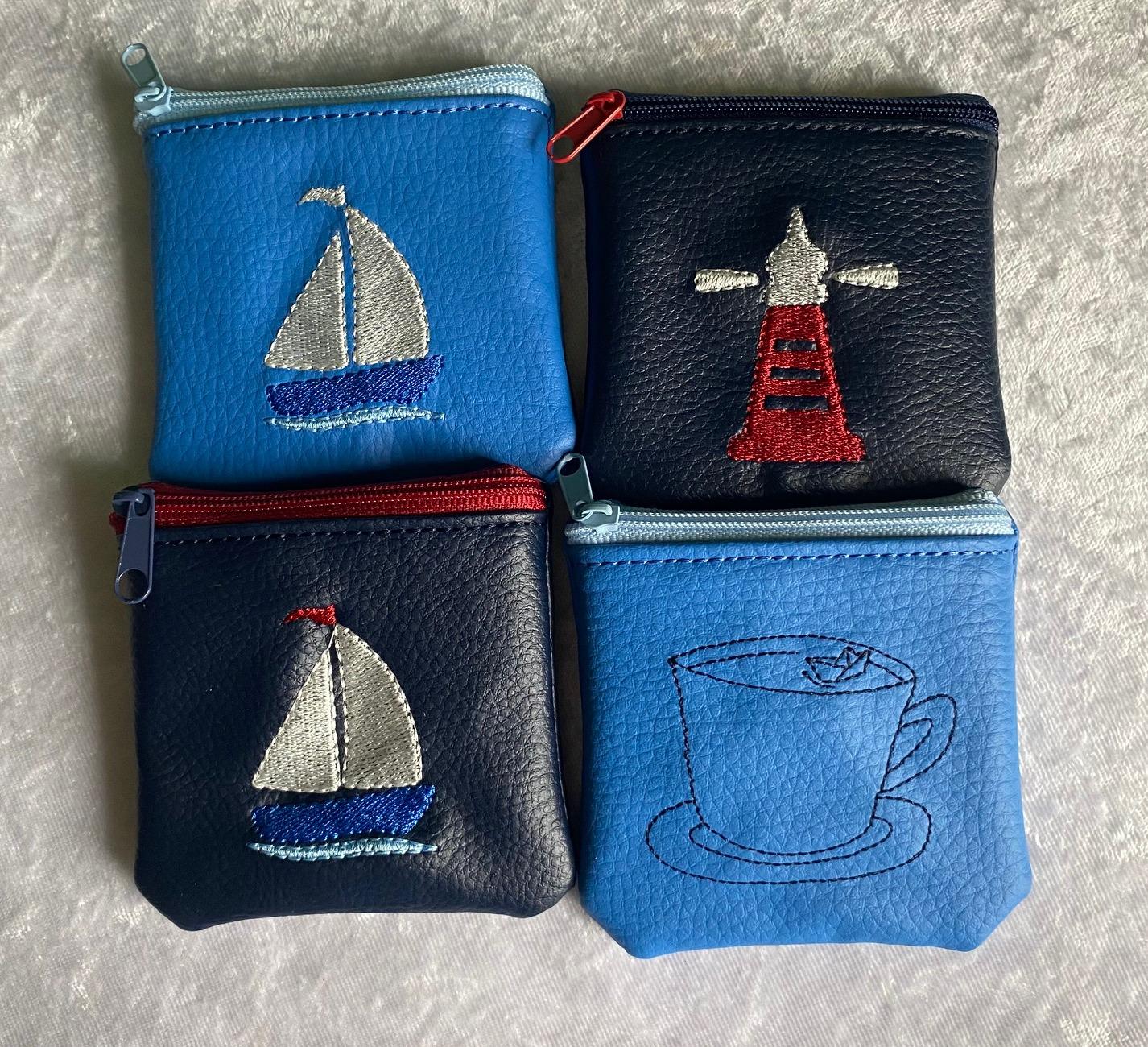 Täschchen - Bestickt Maritim Papierboot Tasse Mit Boot Segelboot Kleingeld Minibörse Verpackung Für Geldgeschenk von romaga36