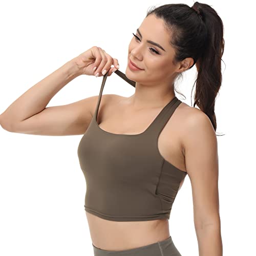 romansong Strappy Yoga Sport BHS für Frauen Gepolsterte Criss-Cross Back Tank Tops, Grün, Mittel von romansong