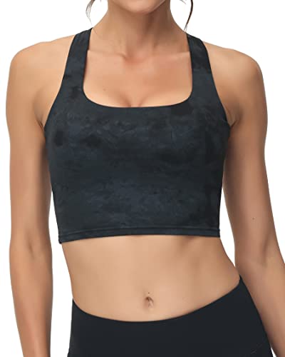romansong Strappy Yoga Sport BHS für Frauen Gepolsterte Criss-Cross Back Tank Tops, Krawattenfarbe Grau, X-Groß von romansong