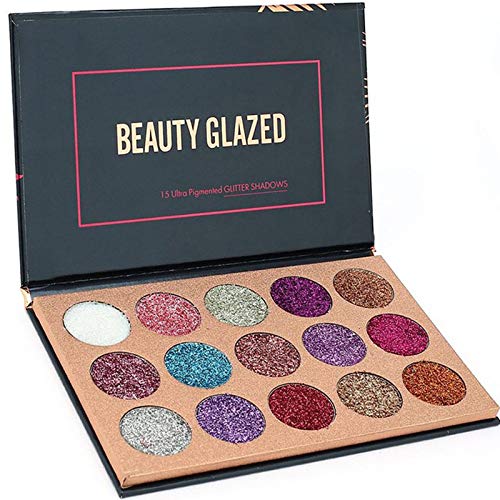 ROMANTIC BEAR 15 Farben Schimmer Glitzer Diamond Rainbow Pigment Lidschatten Palette Nude Beauty Make-up von ROMANTIC BEAR