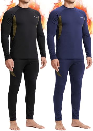 romision 2 Pack Thermounterwäsche Herren Funktionsunterwäsche Herren Skiunterwäsche Weich Thermo Unterwäsche Set von romision