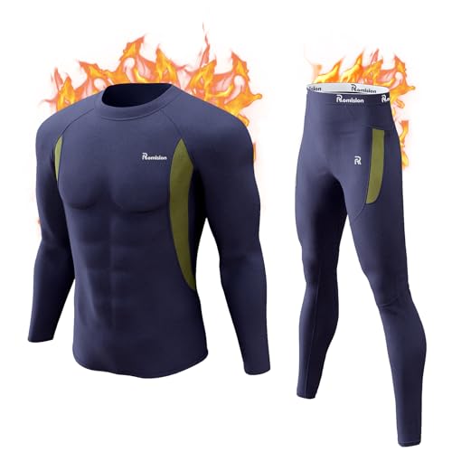 romision Thermounterwäsche Herren Atmungsaktiv Thermoaktiv Funktionsunterwäsche Innenfleece Skiunterwäsche Weich Thermo Unterwäsche Set von romision