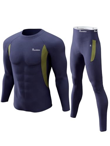 romision Thermounterwäsche Herren Atmungsaktiv Thermoaktiv Funktionsunterwäsche Innenfleece Skiunterwäsche Weich Thermo Unterwäsche Set von romision