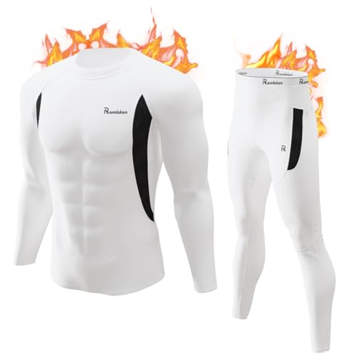romision Thermounterwäsche Herren Atmungsaktiv Thermoaktiv Funktionsunterwäsche Innenfleece Skiunterwäsche Weich Thermo Unterwäsche Set von romision