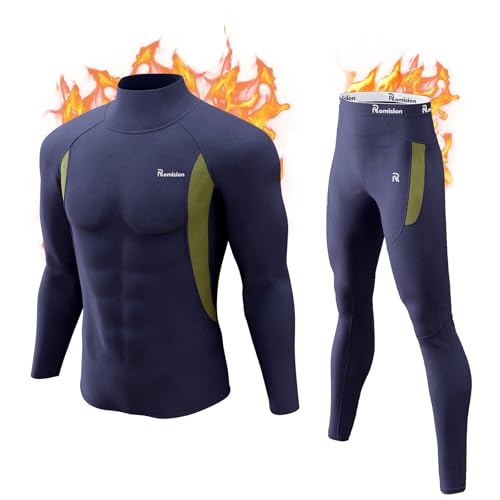 romision Thermounterwäsche Herren Atmungsaktiv Thermoaktiv Funktionsunterwäsche Innenfleece Skiunterwäsche Weich Thermo Unterwäsche Set von romision