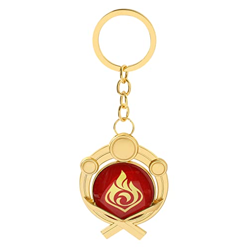 rongji jewelry Genshin Impact Vision Leuchtende Schlüsselanhänger – Hot Game Project Cosplay Anhänger Schlüsselanhänger Zubehör, Inazuma-Pyro, Medium von rongji jewelry