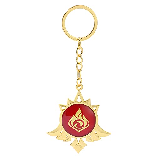 rongji jewelry Genshin Impact Vision Leuchtende Schlüsselanhänger – Hot Game Project Cosplay Anhänger Schlüsselanhänger Zubehör, Mondstadt-Pyro, Medium von rongji jewelry