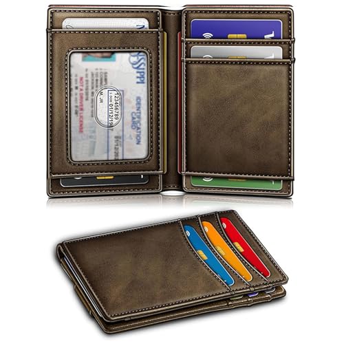 rongweiwang Kartenetui für, RFID blockierende Geldbörsen, Kartenhalter, einfache Leder Geldbörse, Kartenhalter, Geldklammer mit vereinfachtem Design, C von rongweiwang