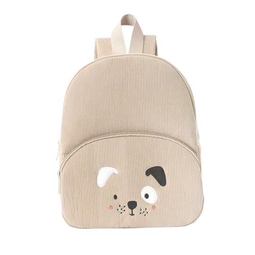 rongweiwang Kindergartenrucksack für Mädchen mit Reißverschluss, süßer und funktionaler Rucksack, 30 cm x 24 cm, Khaki und Pink Cord Shelter, Khakifarbener Hund von rongweiwang