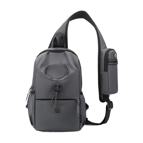 rongweiwang Stilvolle wasserdichte Umhängetasche, leichte Umhängetasche, modisch für moderne Männer, praktische aus Polyester, modisch, dunkelgrau von rongweiwang